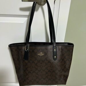 Coach Signature Brown and Black Tote Bag